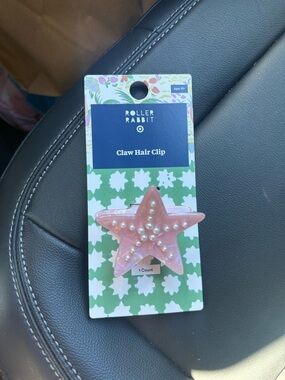 Roller Rabbit Pink Starfish Claw Hair Clip with Faux Pearls